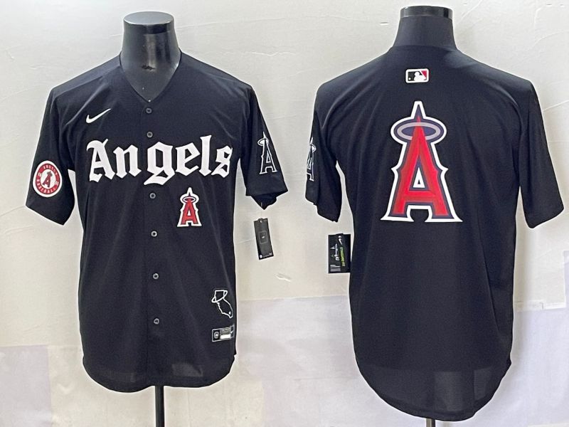 Men 2025 Los Angeles Angels Blank Black Five generations Joint Name Nike MLB Jersey style 24->los angeles angels->MLB Jersey